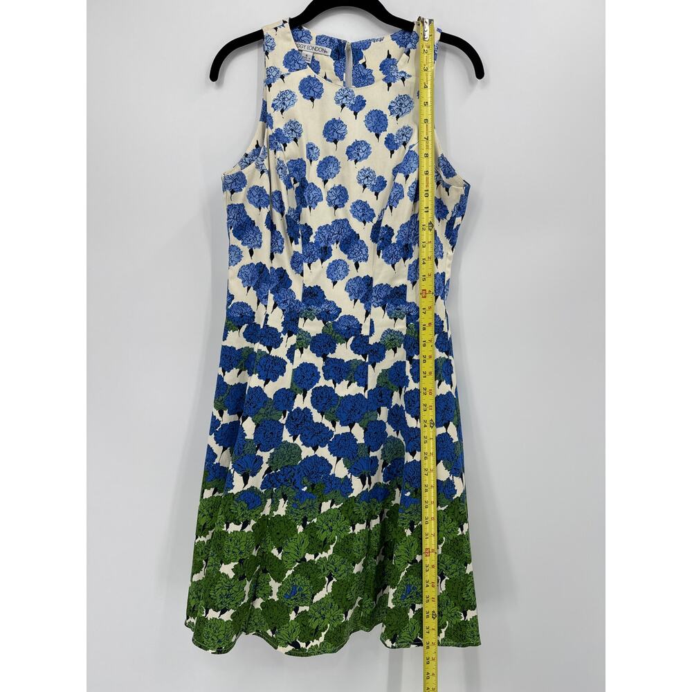 Maggy London Garden Party Floral Fit And Flare Dress Blue and Green Size 6 - Picture 8 of 9
